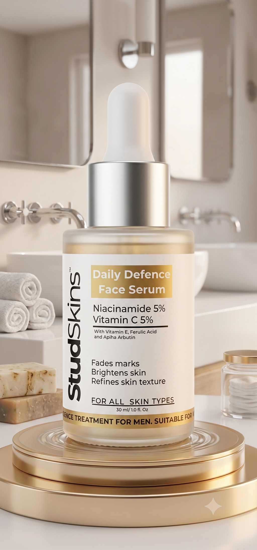 StudSkins Balance NiaVit Face Serum Daily Brightening & Oil Balance Serum for Men. Powered by 5% Niacinamide, 5% Vitamin C & 1% Alpha Arbutin