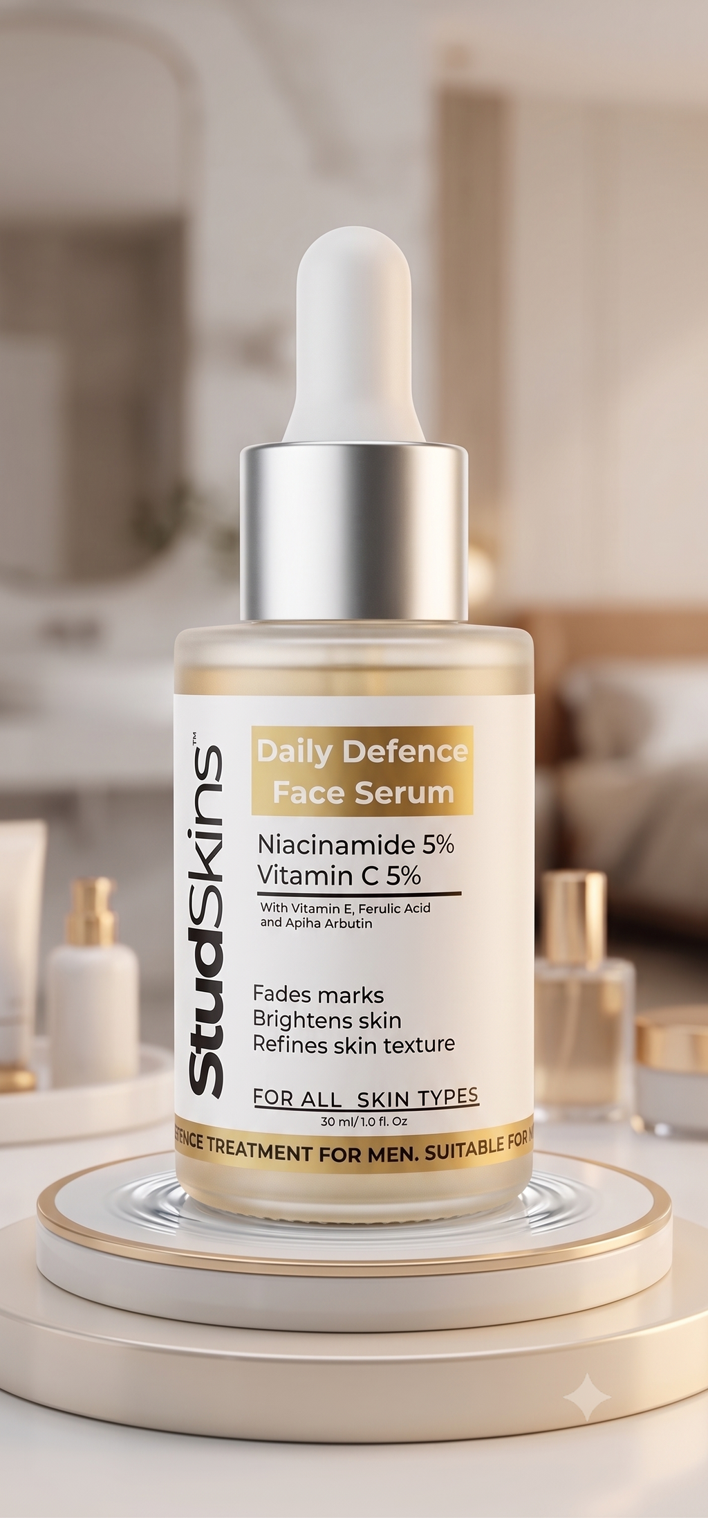 StudSkins Balance NiaVit Face Serum Daily Brightening & Oil Balance Serum for Men. Powered by 5% Niacinamide, 5% Vitamin C & 1% Alpha Arbutin