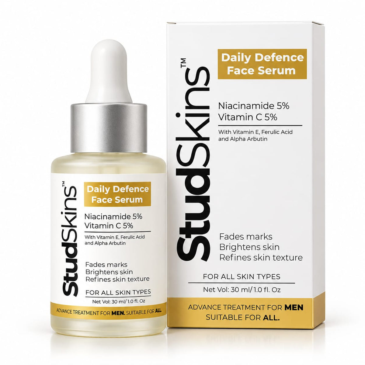 StudSkins Face Serum for Men with Vitamin C + Niacinamide