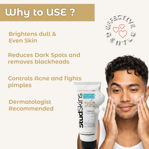 Daily Balance Face wash for Men | 2% Salicylic Acid + 2% Vitamin C + 2% Azelaic Acid